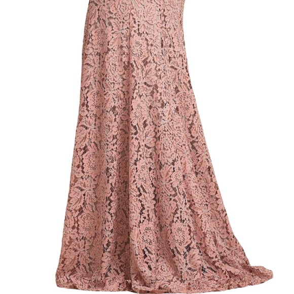 New Terani Couture x BHLDN Ceres 8 / M Pink Silver Allover Lace Rhinestone Gown - Picture 7 of 10